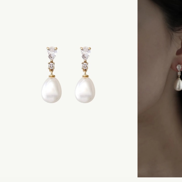 Crystal Pearl drop earring - Picture 1 of 1